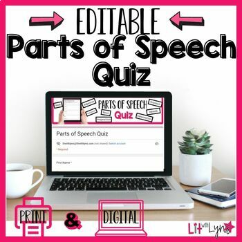 Preview of EDITABLE Parts of Speech Assessment - Digital & Print