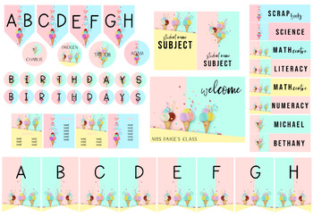 Preview of EDITABLE - Pastel Icecreams - Classroom Display - Bunting