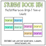 EDITABLE Pastel Name tags for Student Book Bins, Cubbies, 