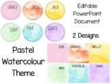 EDITABLE Pastel Watercolour Student Name Tags/Labels