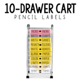 Editable Pencil 10-Drawer Rolling Cart Labels
