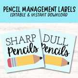 EDITABLE Pencil Management, Sharp Pencils, Dull Pencils, C