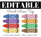 EDITABLE Pencil Name Tags Bulletin Board BACK TO SCHOOL PP