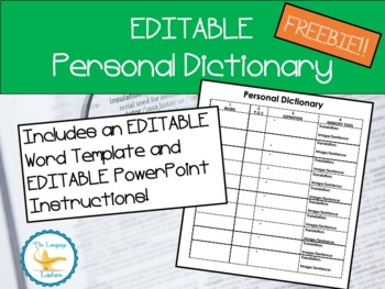 Preview of EDITABLE Personal Dictionary (Vocabulary Worksheet)