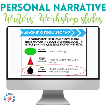 Preview of EDITABLE Personal Narrative Slides for Teachers & Students - Writers' Workshop