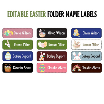 Preview of EDITABLE Personalized Easter Folder Name Labels - Name Tags
