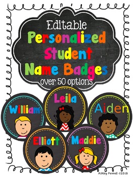 Preview of EDITABLE Personalized Student Name Badges/Labels