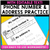 EDITABLE Phone Number and Address Practice Pages | Persona