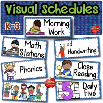 Preview of EDITABLE Picture Schedule Cards for Kindergarten to 3rd Grade Classrooms