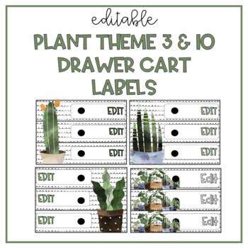 Preview of EDITABLE Plant Theme 10 Drawer Cart Labels