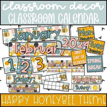 EDITABLE Pocket Chart Calendar: Bee Themed Classroom Decor | TPT