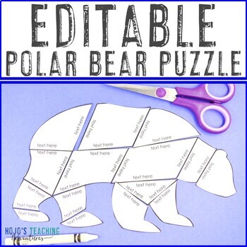 Preview of EDITABLE Polar Bear Craft Activity | Make Your Own Arctic Animals Unit Puzzles