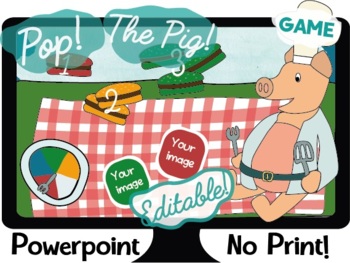 Preview of EDITABLE Pop The Pig! Interactive Powerpoint Game, Animated