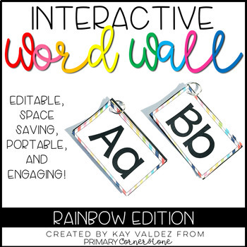 Preview of Portable Word Wall-Interactive Word Wall-EDITABLE (Rainbow)