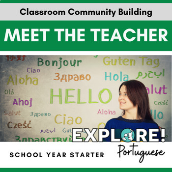 Preview of EDITABLE Portuguese Meet the Teacher Slideshow - Fun Back to School Activity