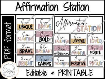 Preview of EDITABLE Positive Affirmation Station | Affirmation Mirror Display