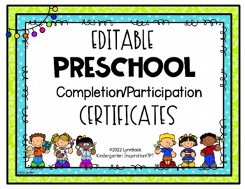 editable preschool graduation certificate tpt