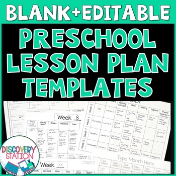 Preview of EDITABLE Preschool Lesson Plan Templates