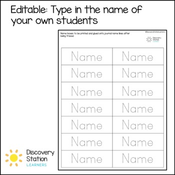 editable preschool name tracing labels by discovery station learners