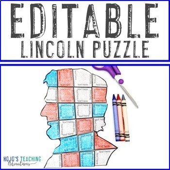 Preview of EDITABLE President Lincoln Puzzle - Create your own activity on ANY topic!