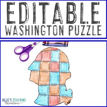 Preview of EDITABLE President Washington Puzzle - Create your own President's Day Activity
