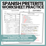 EDITABLE Preterite Practice Worksheet | Práctica en el Pre
