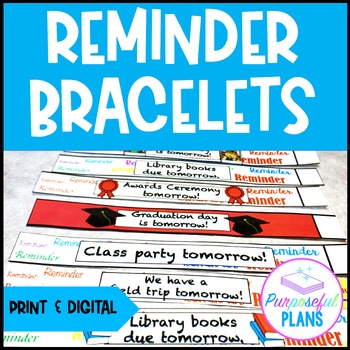Preview of Parent Reminder Note Bracelet Set - Digital & Print Student Message Wristbands