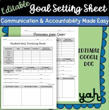 Preview of EDITABLE Progress Goal Sheet Google Doc Fluency, MI, RI, Parent Conference form