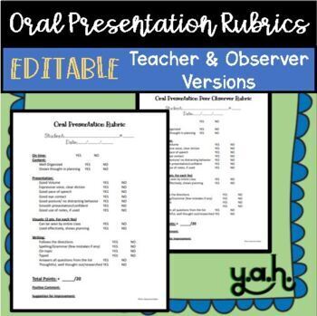 Preview of EDITABLE Pubic Speaking Oral Presentation Reflection form Survey Rubric digital