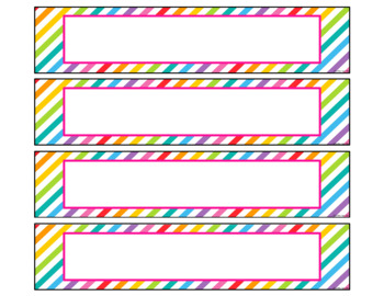 EDITABLE - Rainbow Diagonal Striped Drawer Labels by Educating Super Stars