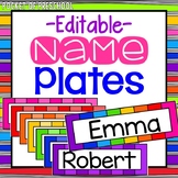 EDITABLE Rainbow Name Plates for Student Name Tags