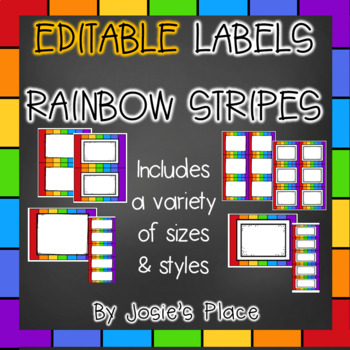Preview of EDITABLE Rainbow Stripe Labels