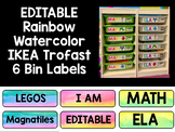 EDITABLE Rainbow Watercolor Ikea Trofast 6 Bin Labels