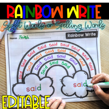 Preview of EDITABLE Rainbow Writing | Sight Words or Spelling Words Activity