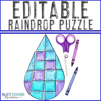Preview of EDITABLE Raindrop Puzzle | Create your own SPRING ACTIVITY on ANY topic!