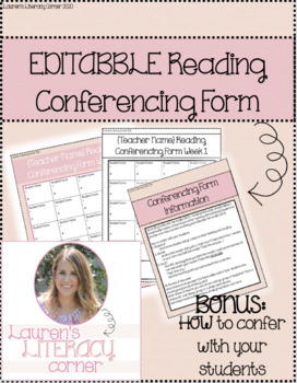 Preview of EDITABLE Reading Conferencing Form BONUS HOW TO CONFER in reading workshop