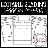 EDITABLE Reading Lesson Plan Templates