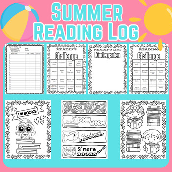 Preview of EDITABLE Reading Log Reading Challenge Summer Reading Bookmarks Coloring