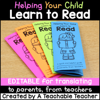 Preview of EDITABLE Reading Tips Brochure to Parents from Teachers