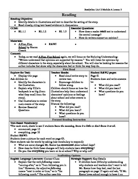 EDITABLE ReadyGen Grade 1 Unit 2 Module A Lesson 3 by Jeanette Smuzinsky