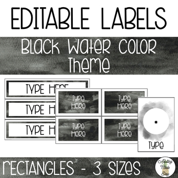 Preview of EDITABLE Rectangle Labels - Black Watercolor Theme
