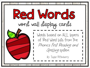 Preview of EDITABLE Red Words Word Wall Display Cards