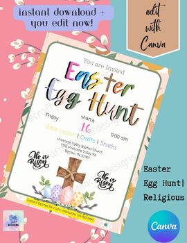 Preview of EDITABLE | Religious Easter Egg Hunt Poster | Spring | Social Media