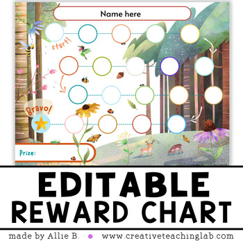Preview of EDITABLE Reward Chart - Behaviour Daily Weekly Chart - Forest Animals
