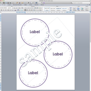 Preview of EDITABLE Round Labels