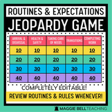 EDITABLE | Routines & Procedures Review Jeopardy Game Show