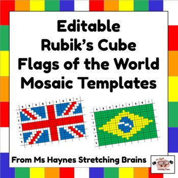 Preview of EDITABLE Rubik's Cube Flags of the World Mosaic Templates