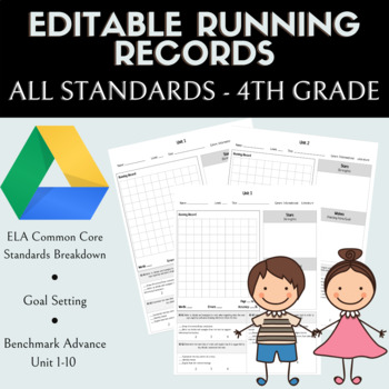 Preview of EDITABLE Running Record | 4th Grade ELA Standards | Benchmark Unit 1 - 10