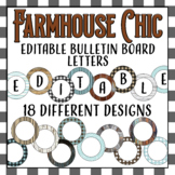 EDITABLE Rustic Farmhouse themed circular bulletin board letters