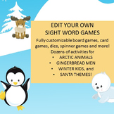 EDITABLE SIGHT WORD GAMES ARCTIC ANIMALS SANTA PENGUIN REINDEER